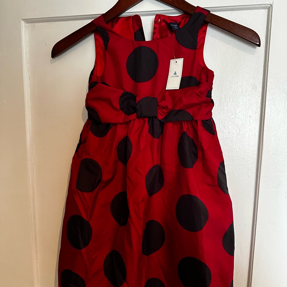NWT 4t Baby Gap Holiday Special Occasion Christmas Dress black dot red